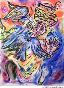 "Joseph Interprets the Dream of the Baker" by Shoshannah Brombacher; pastel and ink on paper , 24 X 18 inches, New York, 2008